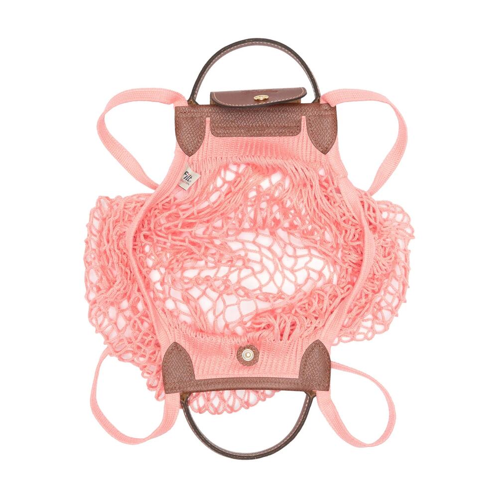 Longchamp Le Pliage Filet Mesh Knit Shoulder Bag in Blush - Picture 3 of 5